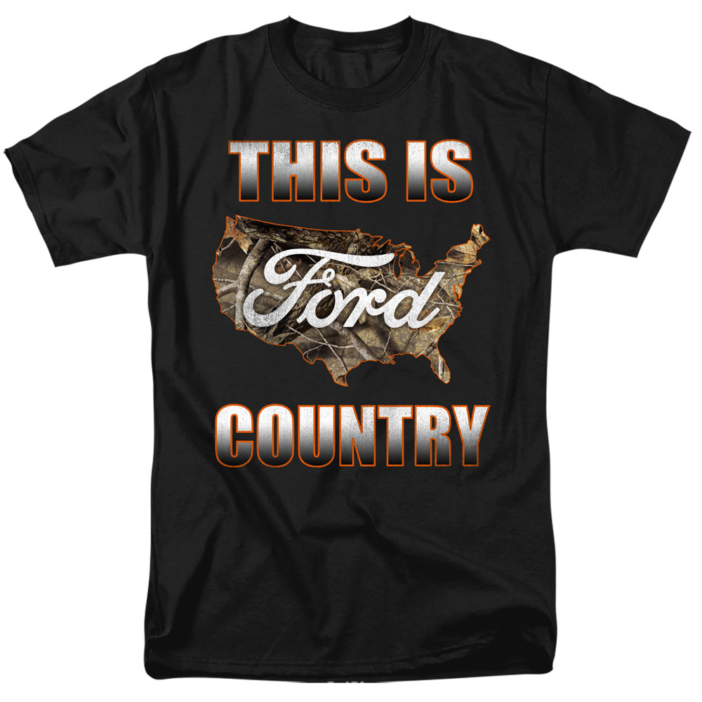 Ford Go Further Orange Camo Mens T Shirt Black