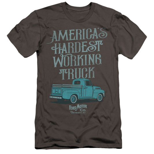 Ford Vintage America'S Hardest Working Truck Hbo Premium Bella Canvas Slim Fit Mens T Shirt Charcoal