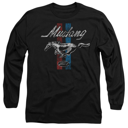 Ford Mustang Mustang Stripes Mens Long Sleeve Shirt Black