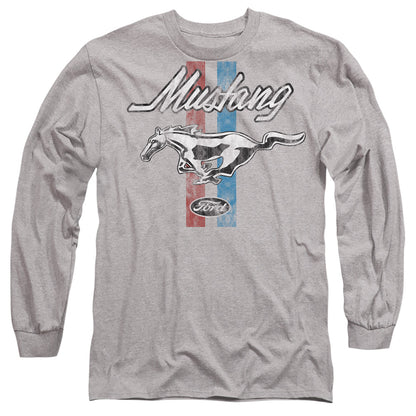 Ford Mustang Mustang Stripes Mens Long Sleeve Shirt Athletic Heather