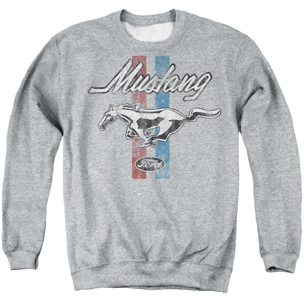 Ford Mustang Mustang Stripes Mens Crewneck Sweatshirt Athletic Heather