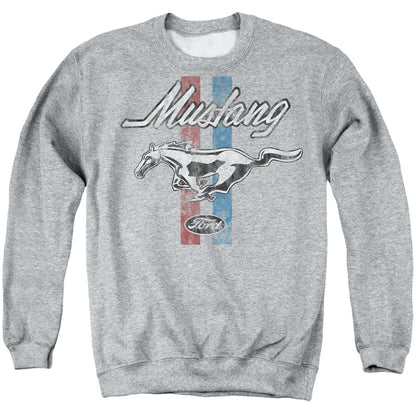 Ford Mustang Mustang Stripes Mens Crewneck Sweatshirt Athletic Heather