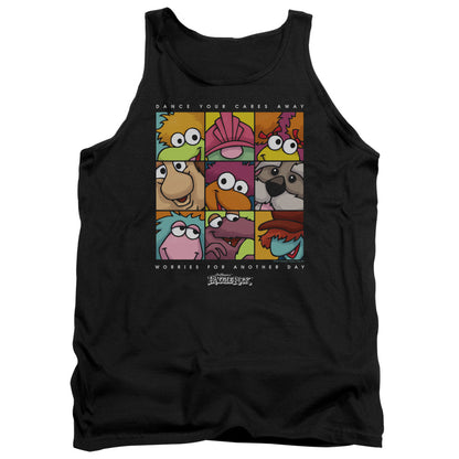 Fraggle Rock Squared Mens Tank Top Shirt Black