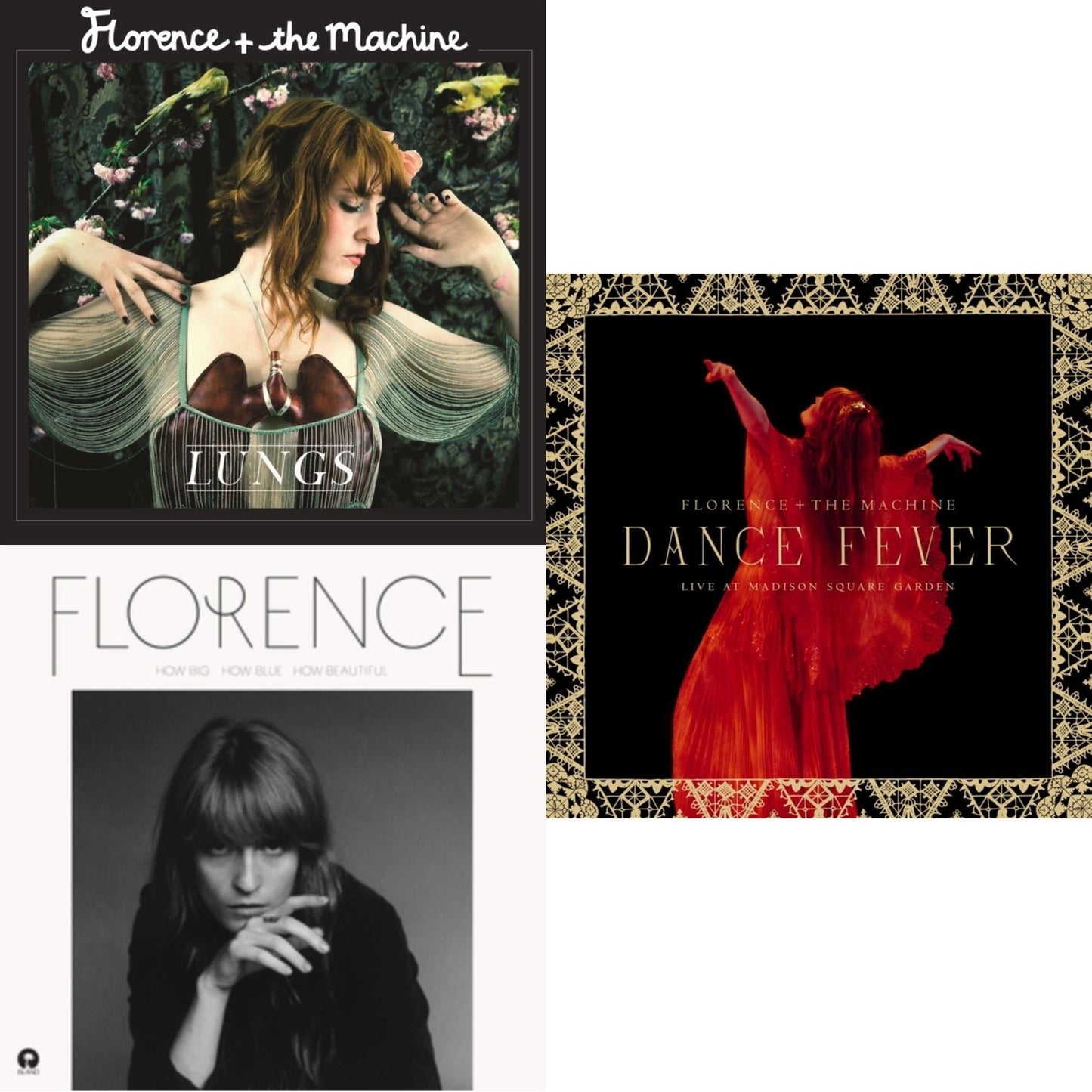 Florence & The Machine - Dance Fever (Live At Madison Square Garden) & Lungs & How Big How Blue How Beautiful - LP Vinyl Bundle