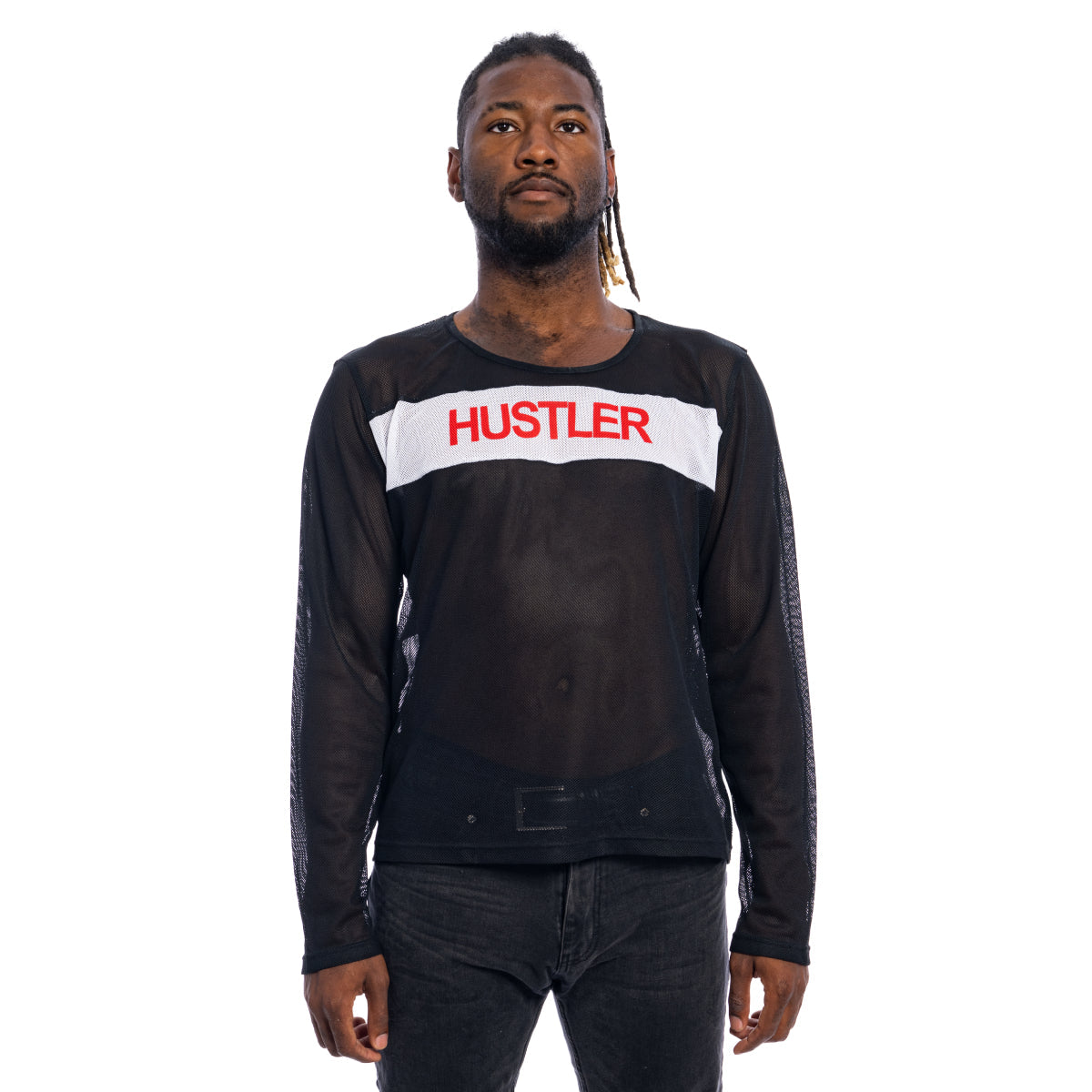 Fight Club Tyler Durden Hustler Mesh Mens Costume Shirt Black