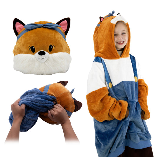 Sharewood Forest Friends Snugible Fiona the Fox Kids Size | Blanket Hoodie & Pillow