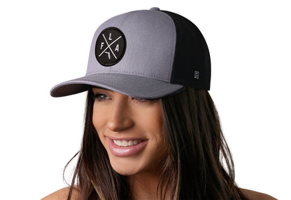 Florida Trucker Hat  |  Gray-Black FLA X Snapback