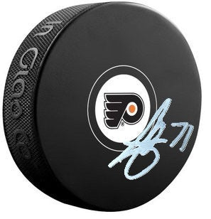Tyson Foerster Autographed Philadelphia Flyers Hockey Logo Puck