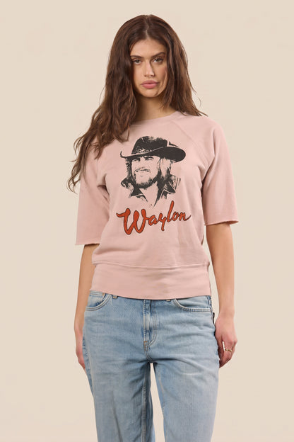 Waylon Jennings Womens Raglan Shirt Pink Officially Licensed