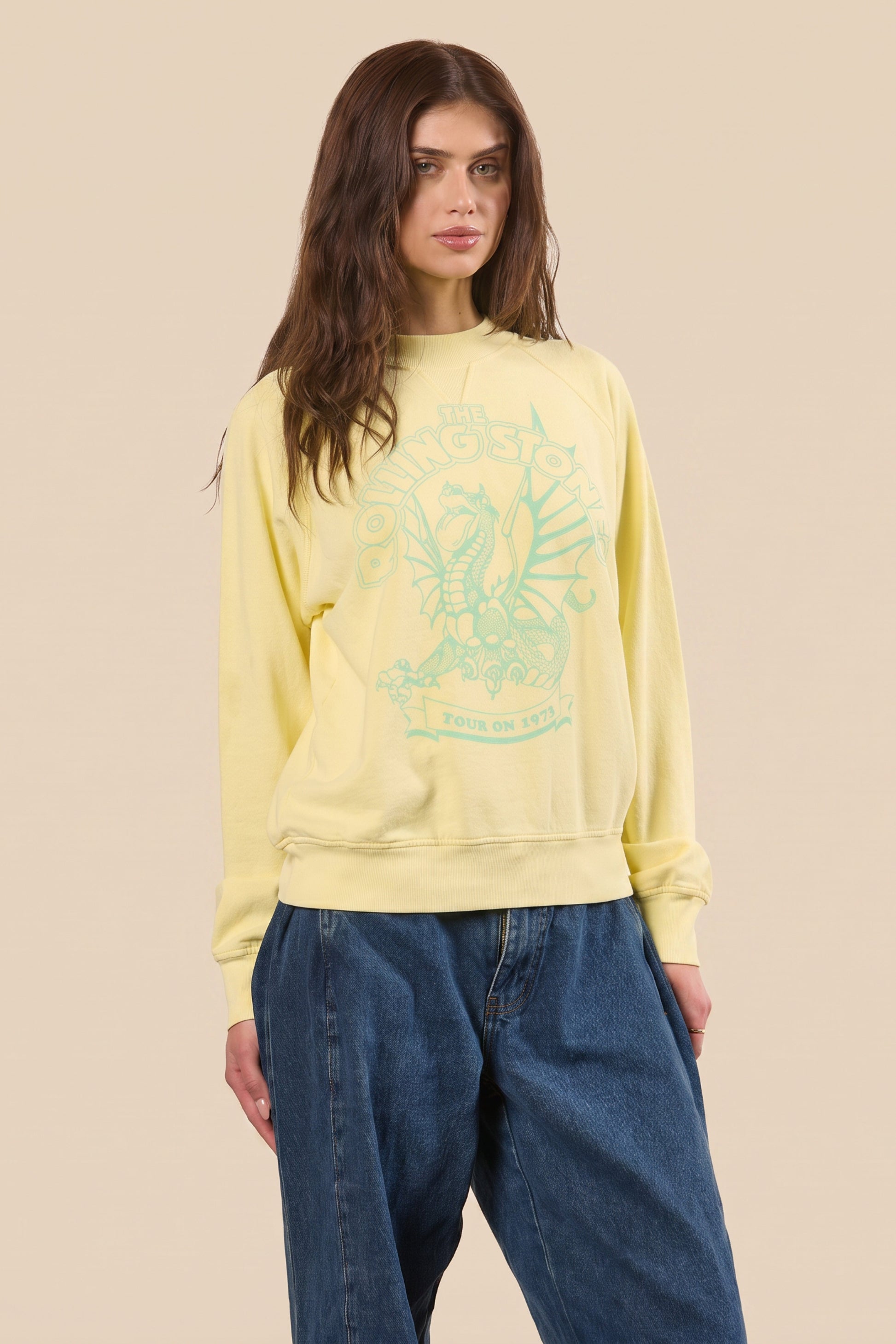 The Rolling Stones Lime Dragon Womens Pullover Crewneck Sweatshirt Officially Licensed