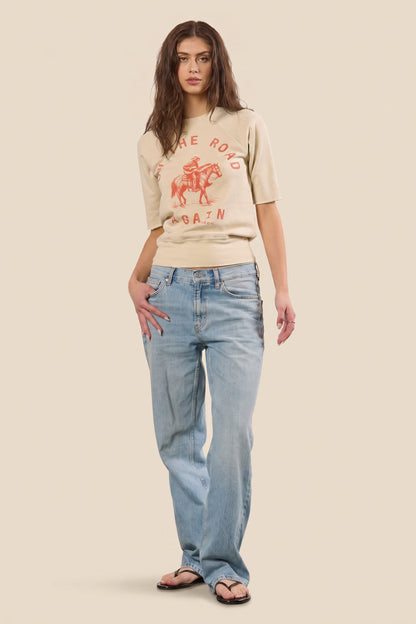 Willie Nelson On The Road Womens Raglan Shirt Natural Officially Licensed