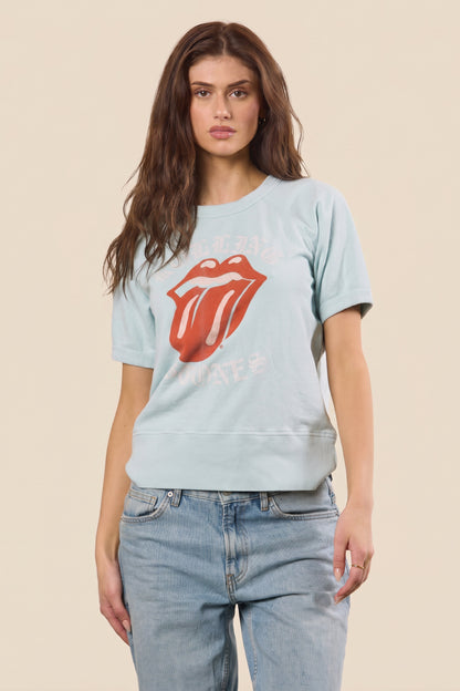 The Rolling Stones Old English Womens Raglan T Shirt Blue Officially Licensed