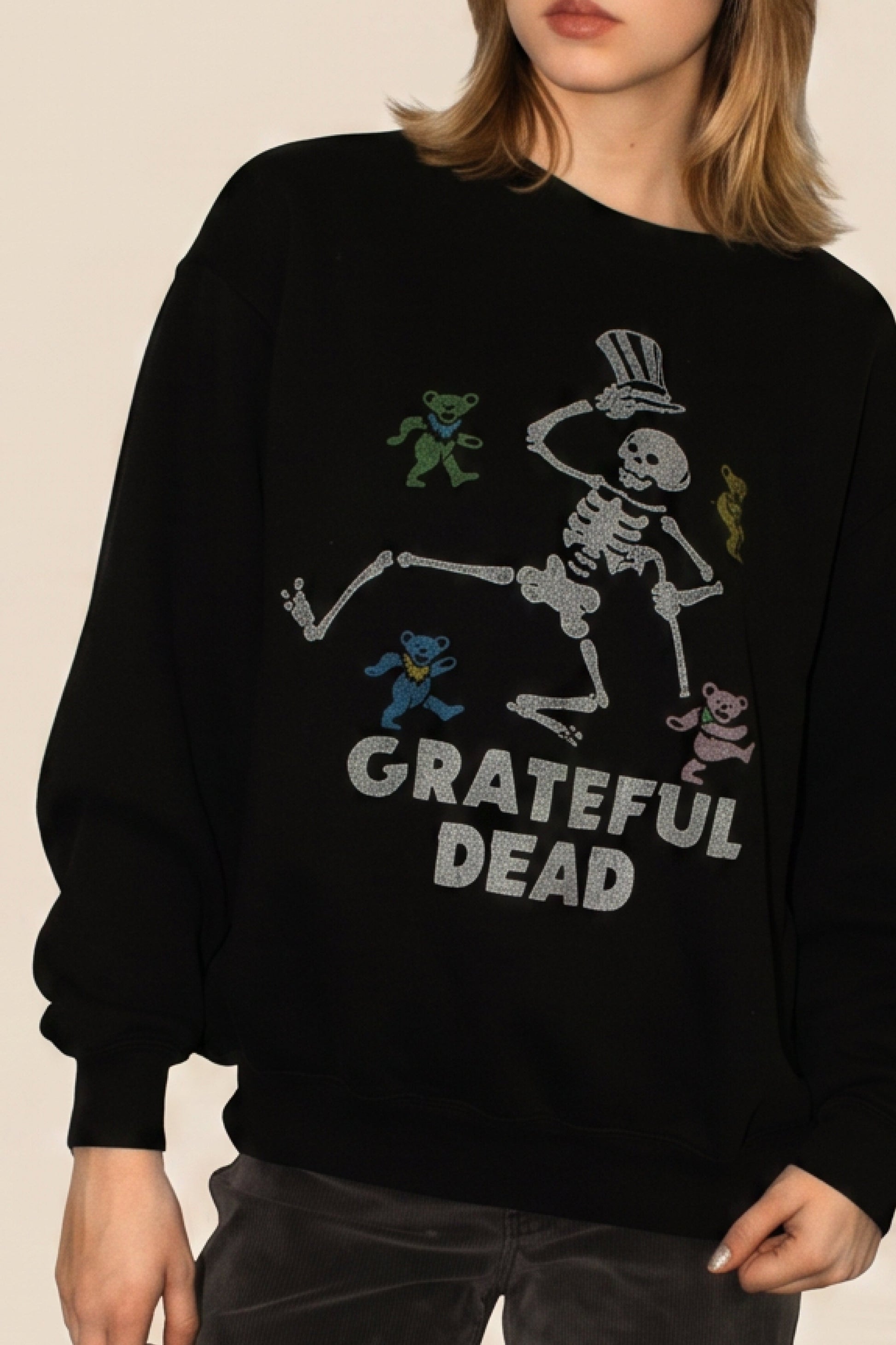 The Grateful Dead Trucking Womens Crewneck Sweatshirt Black Officially Licensed