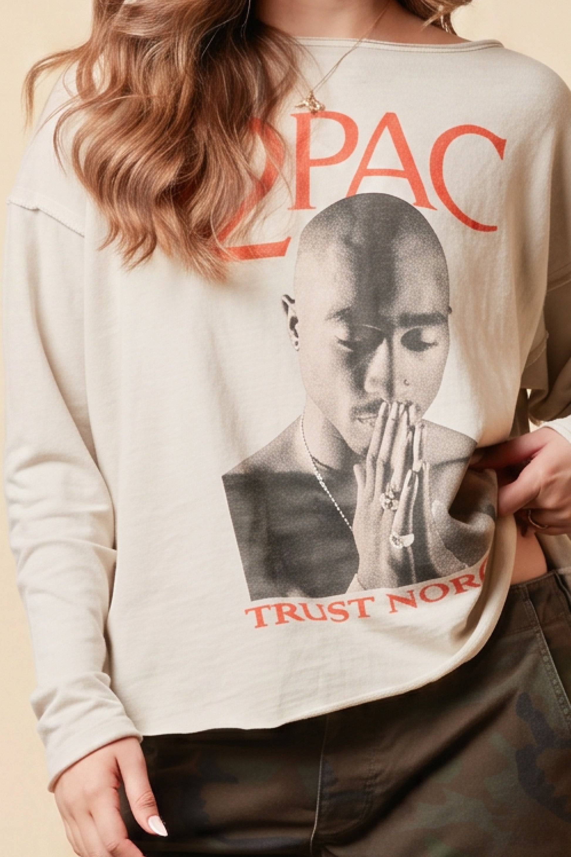 Tupac Trust Nobody Top Womens Long Sleeve Shirt Officially Licensed