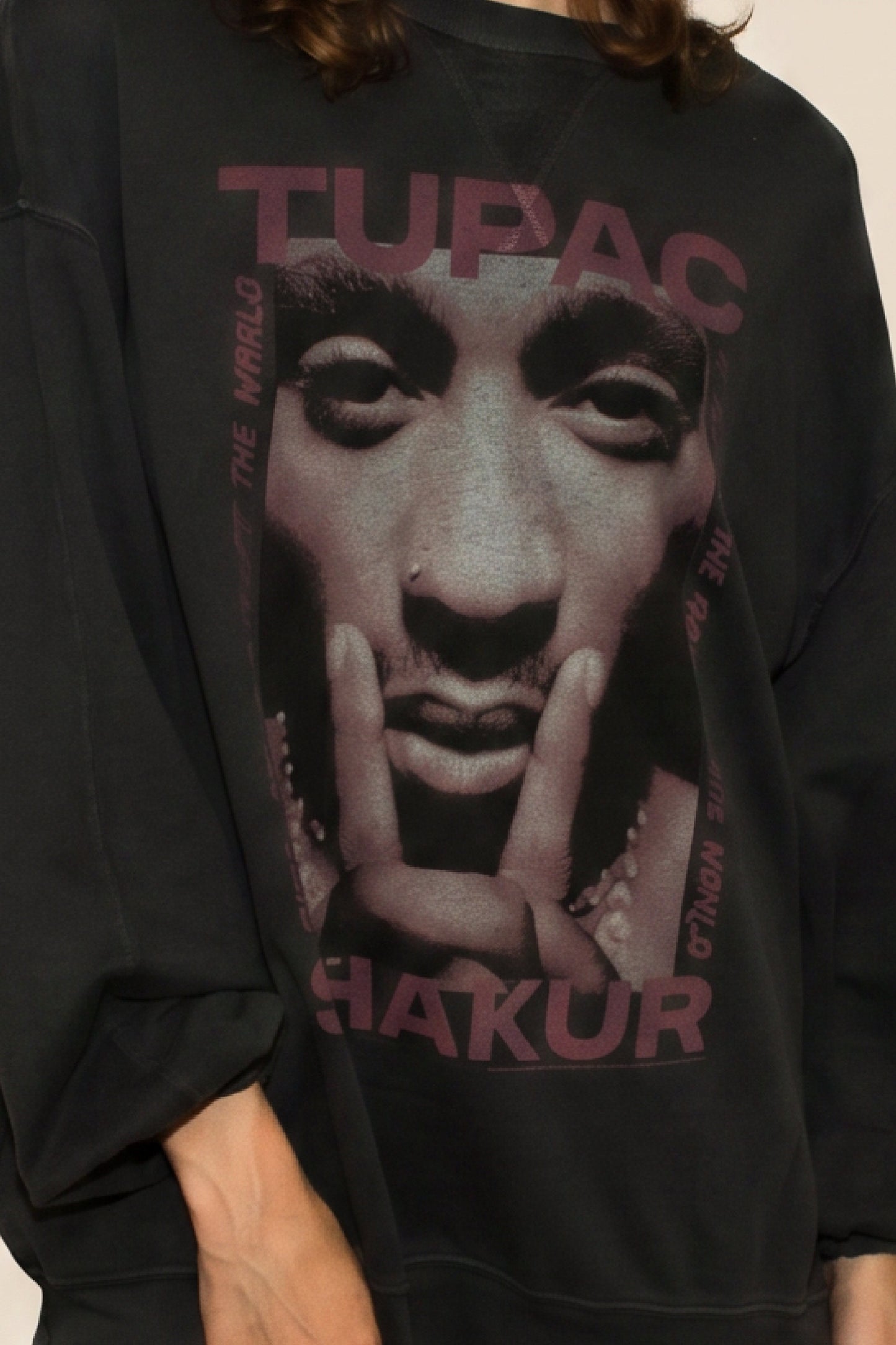Tupac Me Against the World Womens Pullover Crewneck Sweatshirt Black Officially Licensed