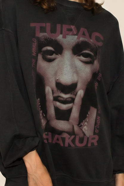 Tupac Me Against the World Womens Pullover Crewneck Sweatshirt Black Officially Licensed
