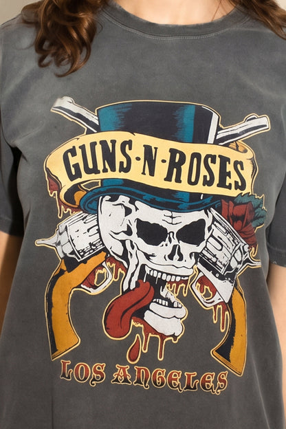 Guns N Roses Los Angeles Top Hat Skull Womens T Shirt Vintage Black Officially Licensed