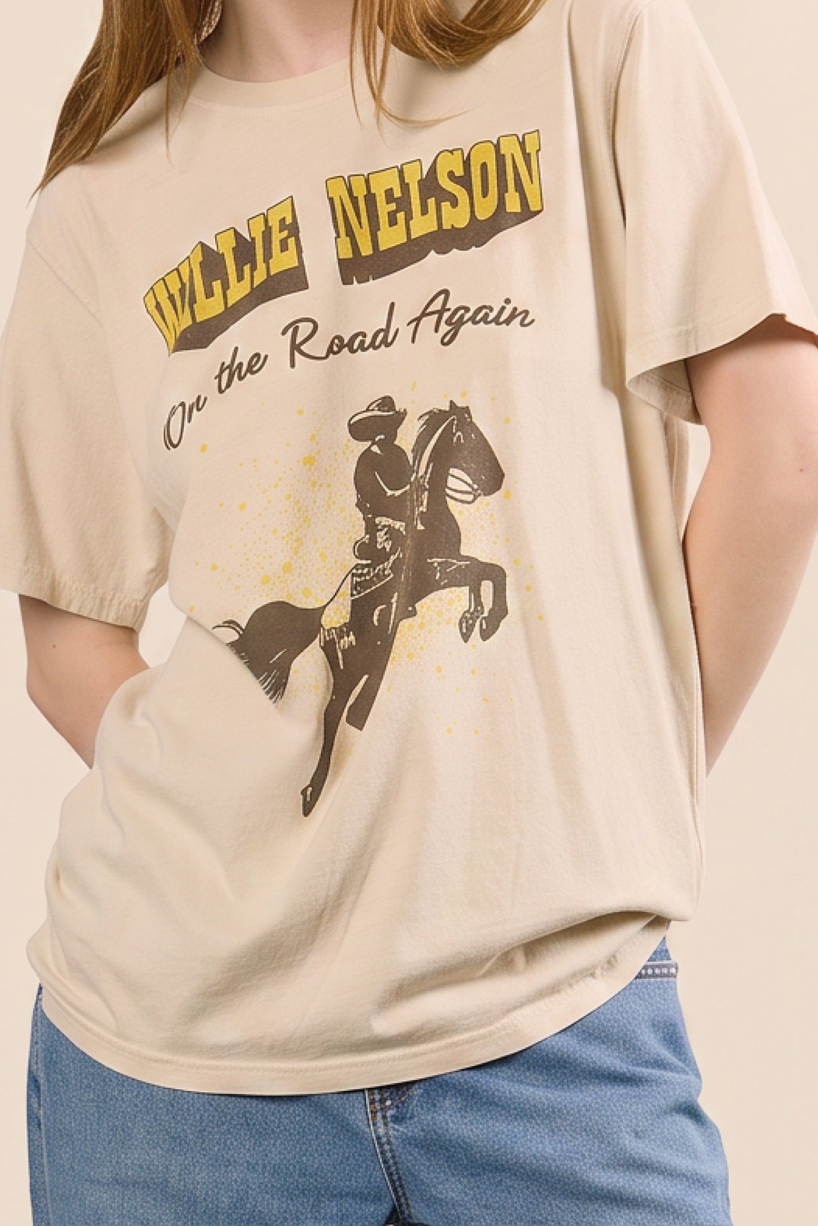 Willie Nelson Again, And Again Tee Womens T Shirt Tan Officially Licensed