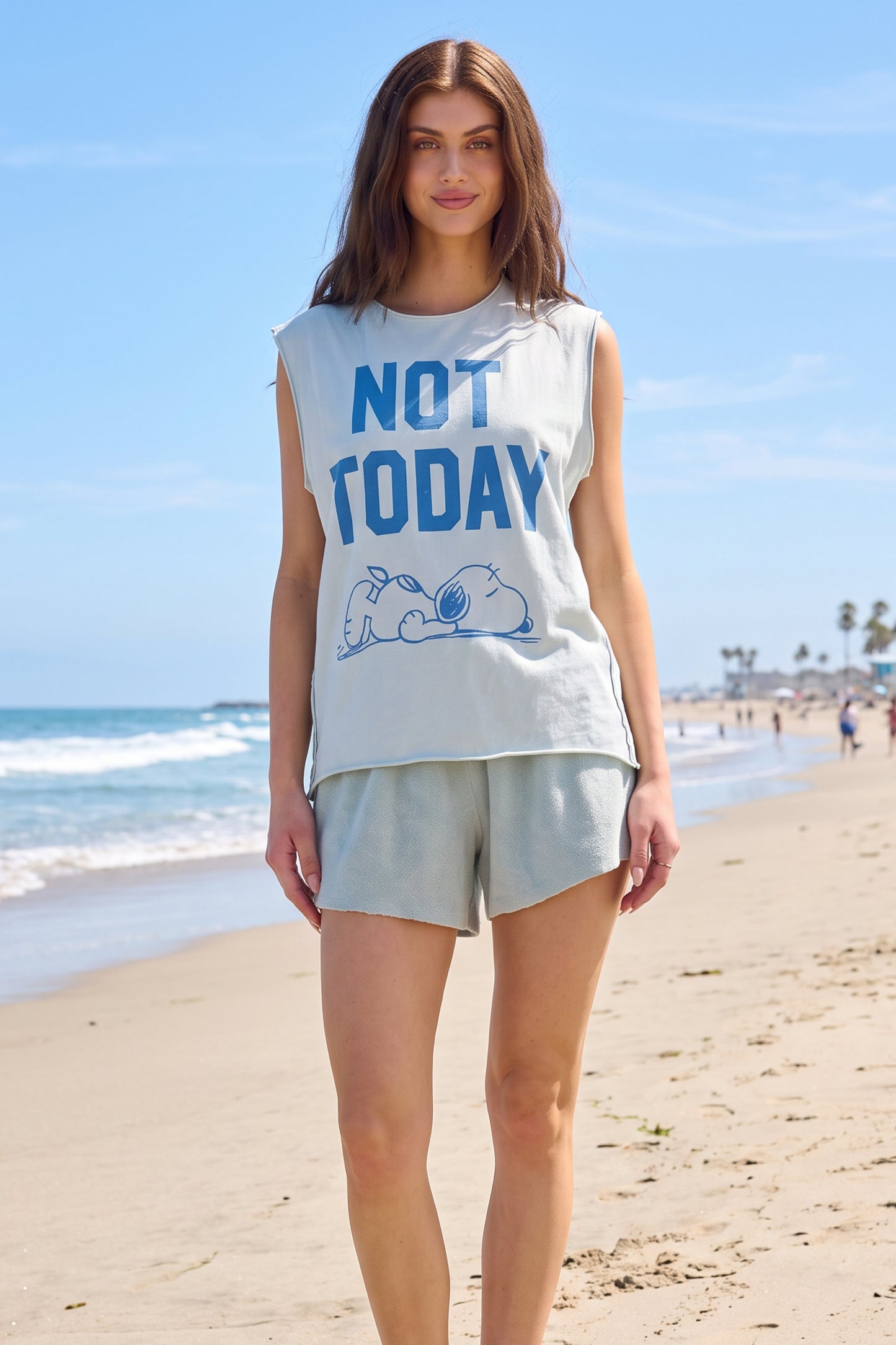 Peanuts Not Today Snoopy Womens Tank Top Shirt White Officially Licensed