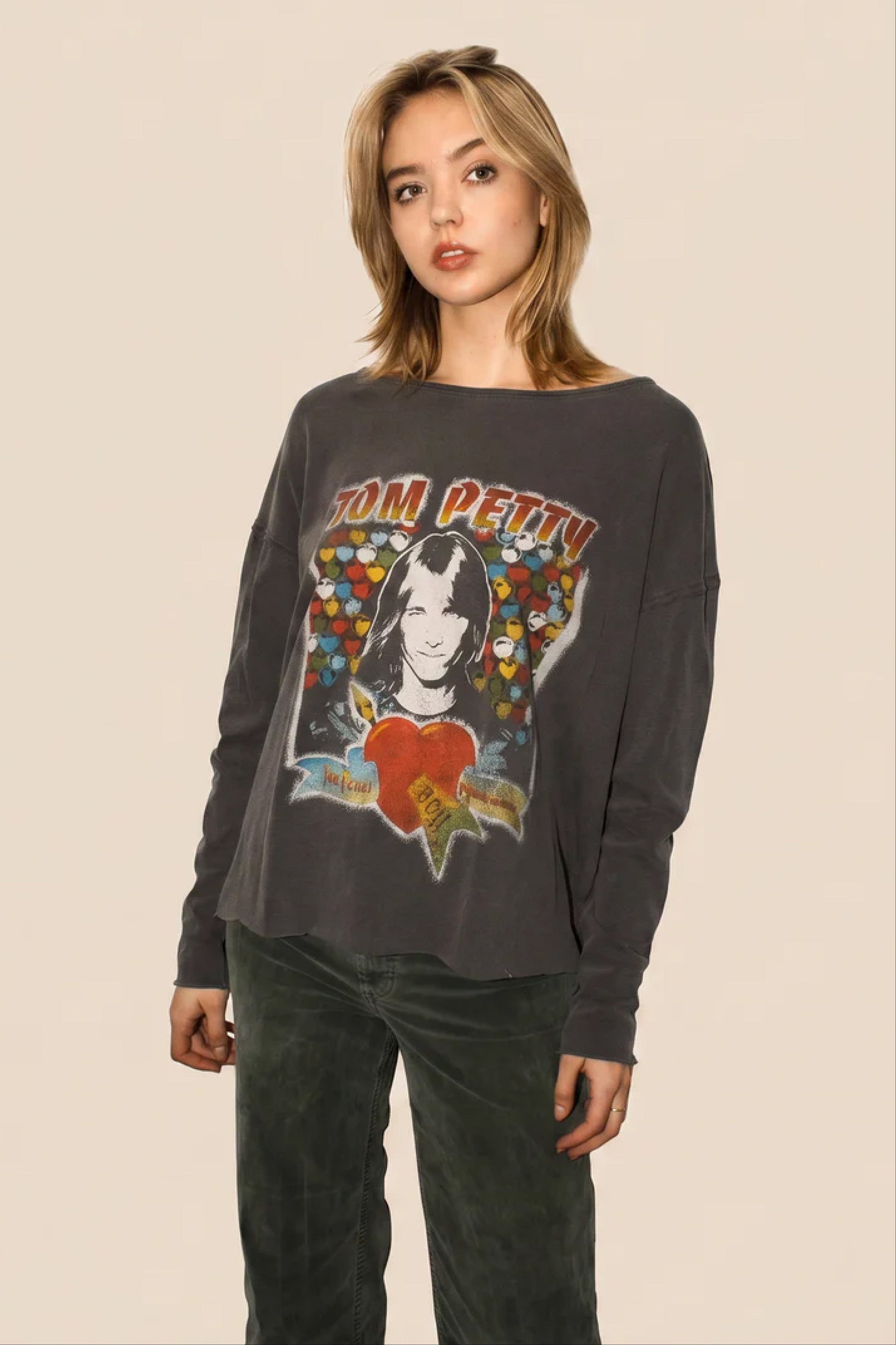 Tom Petty Top Womens Long Sleeve Shirt Black Officially Licensed