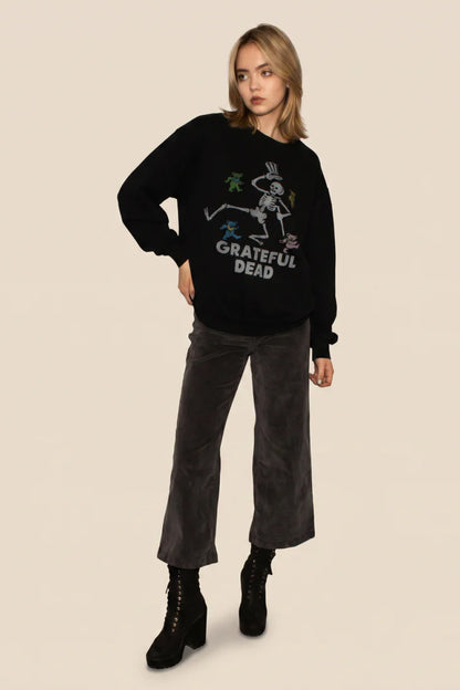 The Grateful Dead Trucking Womens Crewneck Sweatshirt Black Officially Licensed