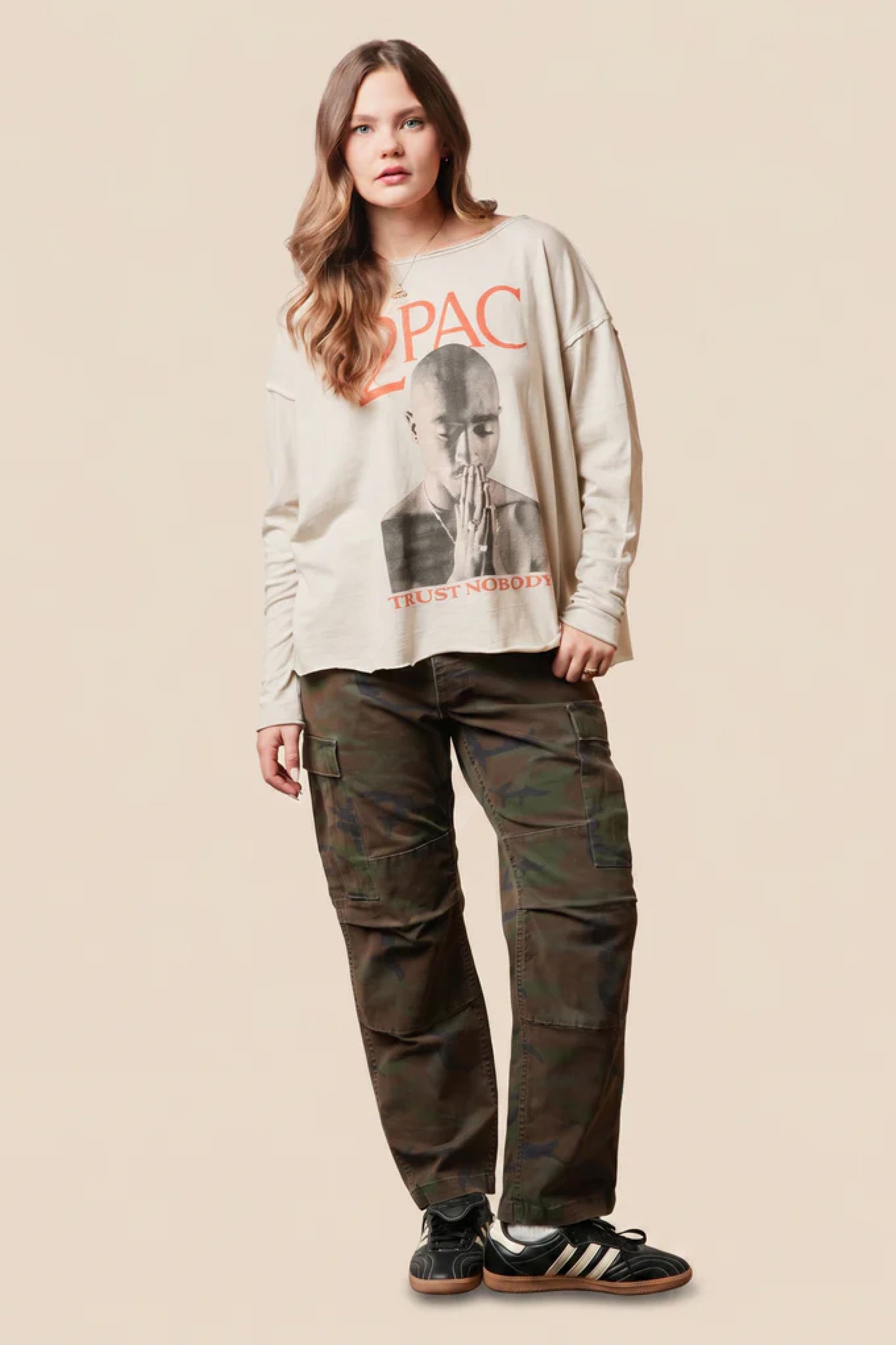 Tupac Trust Nobody Top Womens Long Sleeve Shirt Officially Licensed
