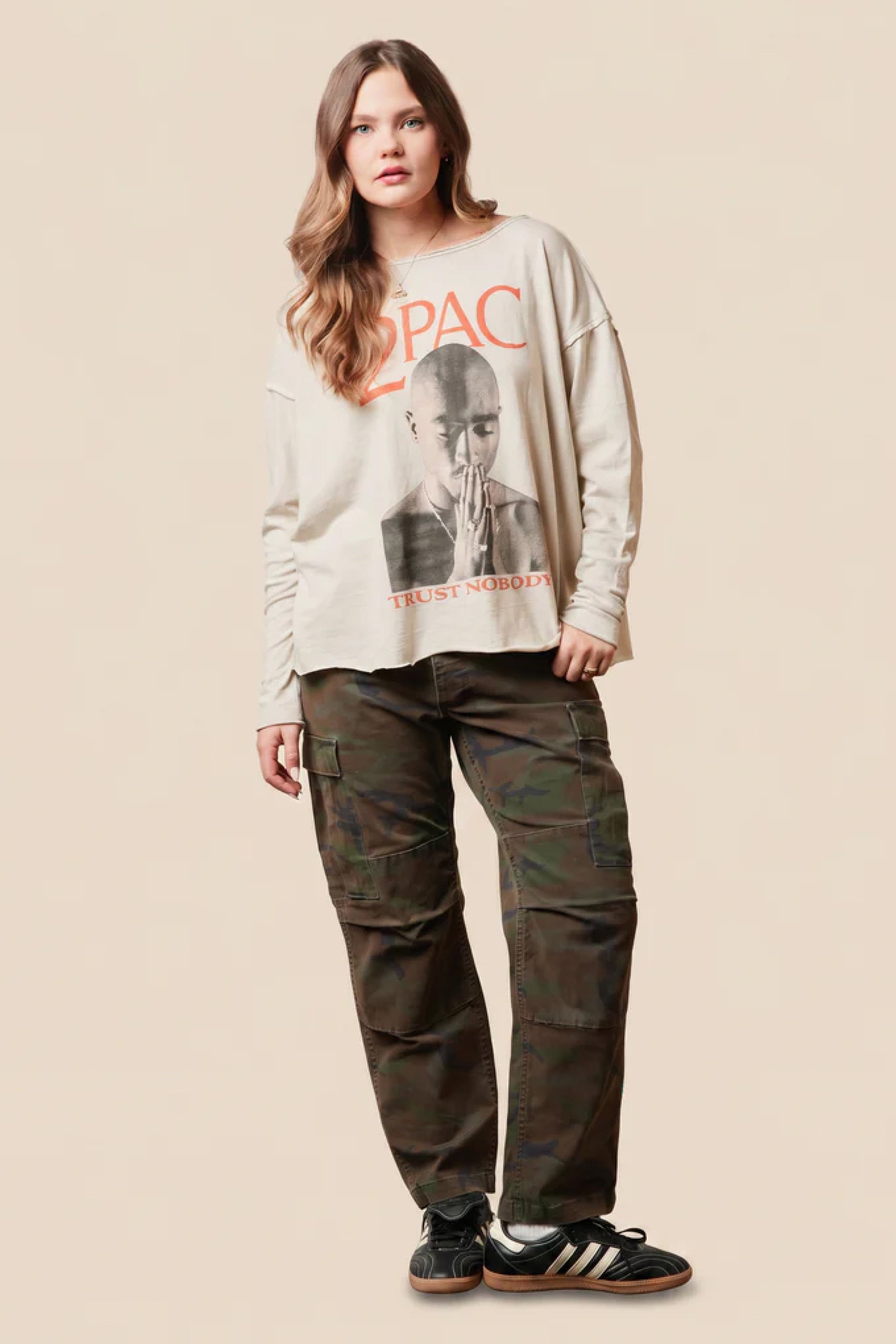 Tupac Trust Nobody Top Womens Long Sleeve Shirt Officially Licensed