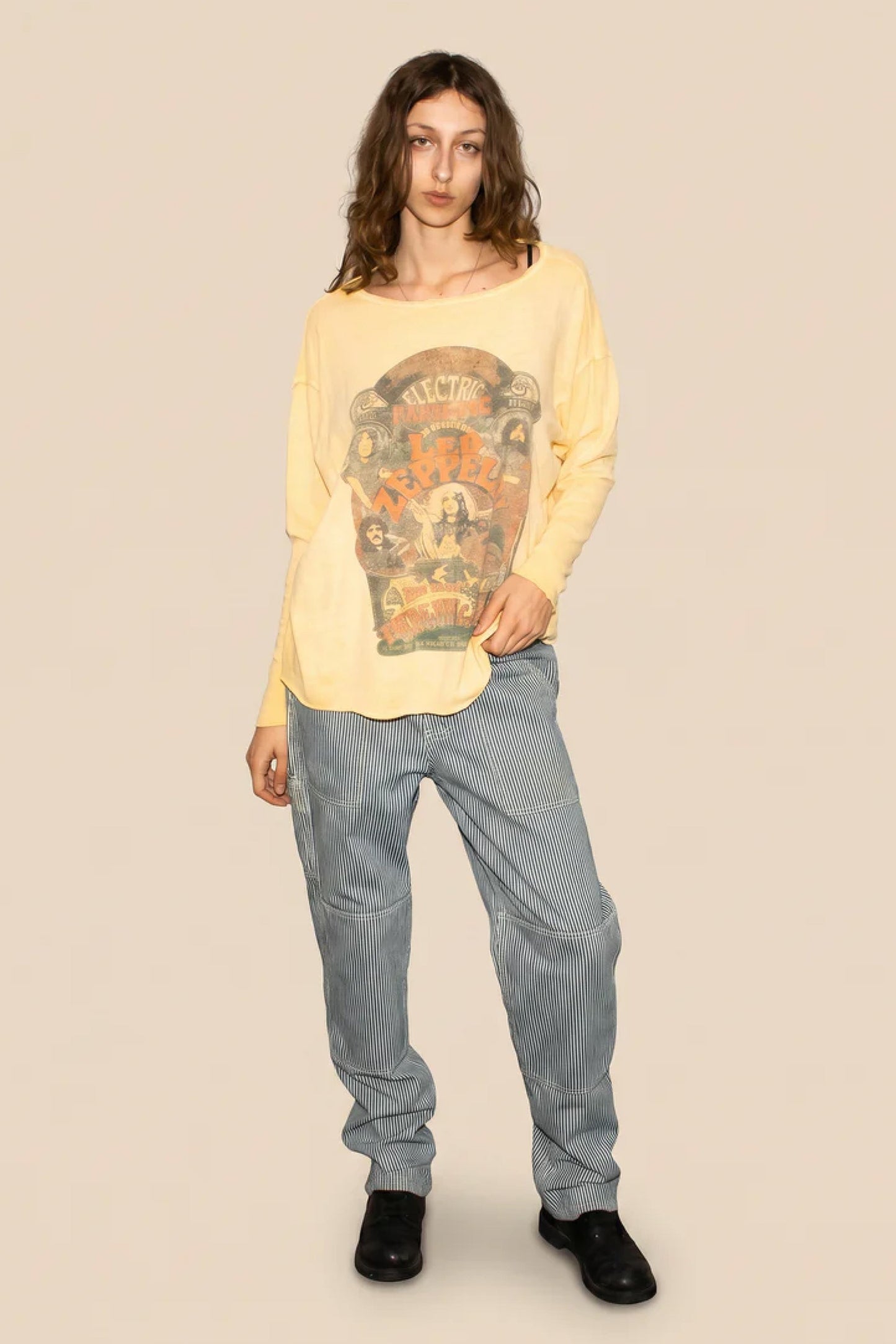 Led Zeppelin Electric Magic Top Womens Long Sleeve Shirt Yellow Officially Licensed