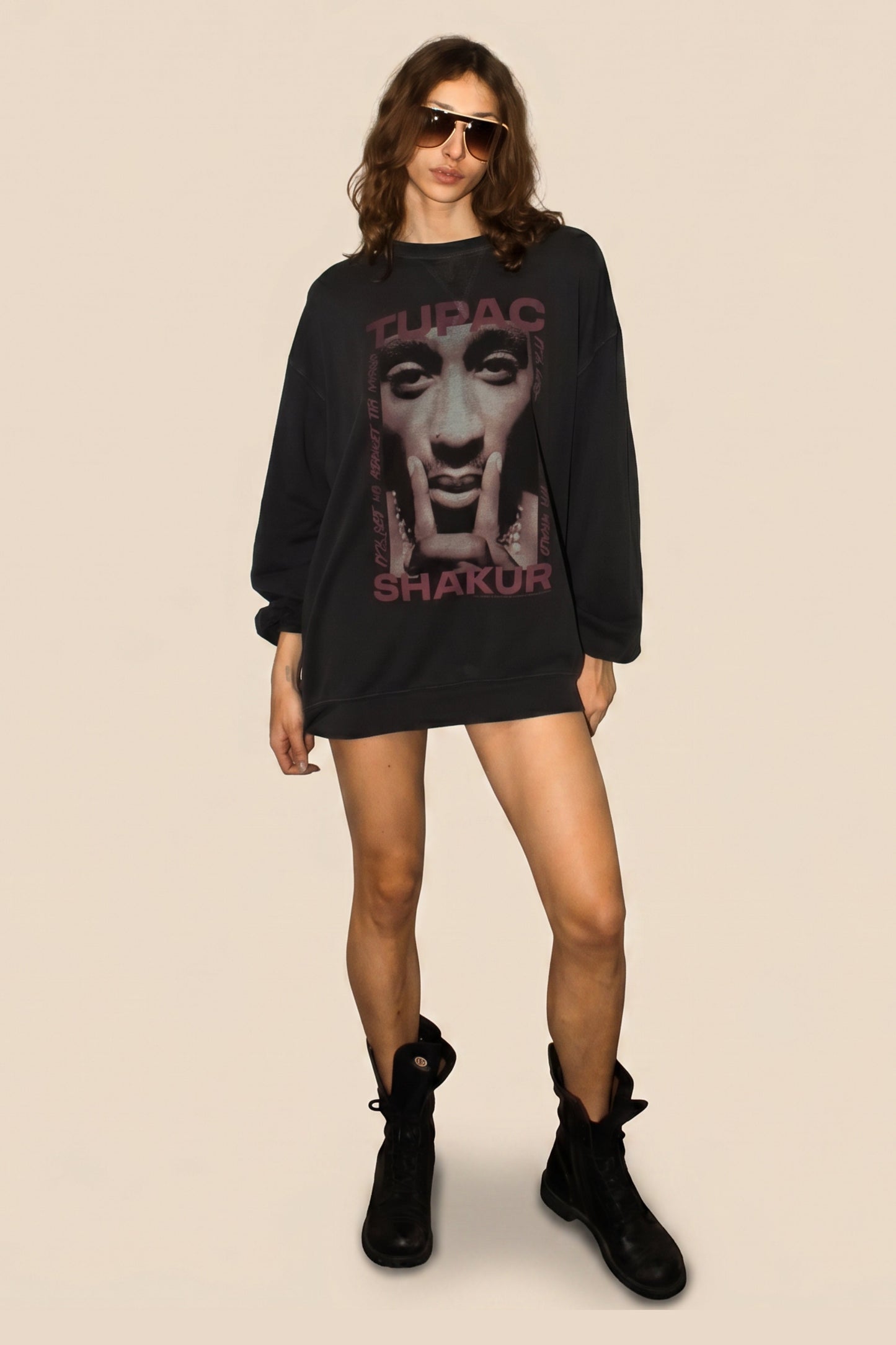 Tupac Me Against the World Womens Pullover Crewneck Sweatshirt Black Officially Licensed