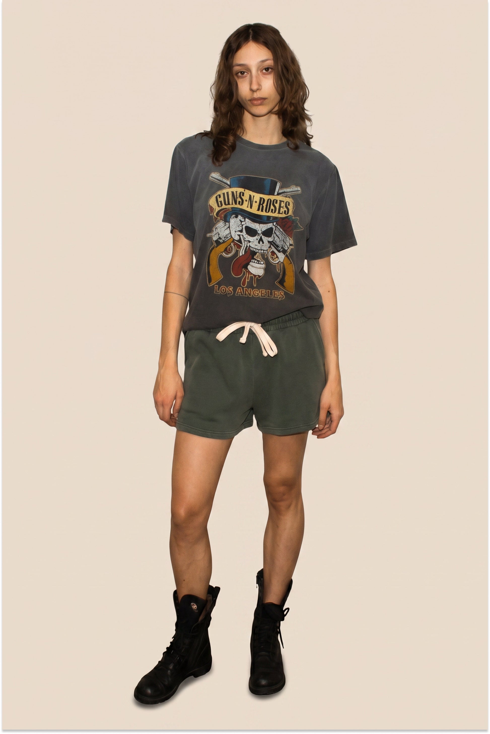 Guns N Roses Los Angeles Top Hat Skull Womens T Shirt Vintage Black Officially Licensed