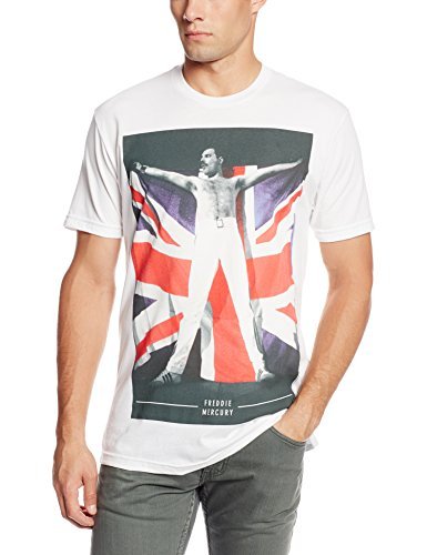 Freddie Mercury Men'S Freddie Mercury Freddie Flag T-Shirt, White, Medium [T-Shirt]