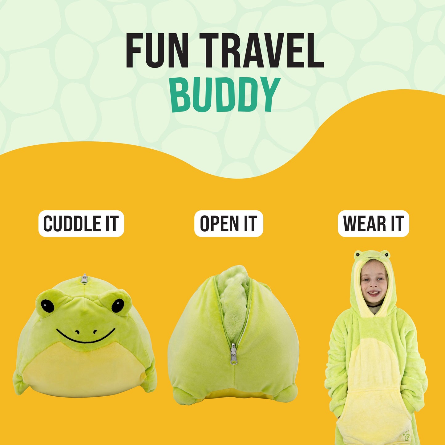 Fren Froggie Kids Snugible 2-in-1 Blanket Hoodie & Pillow