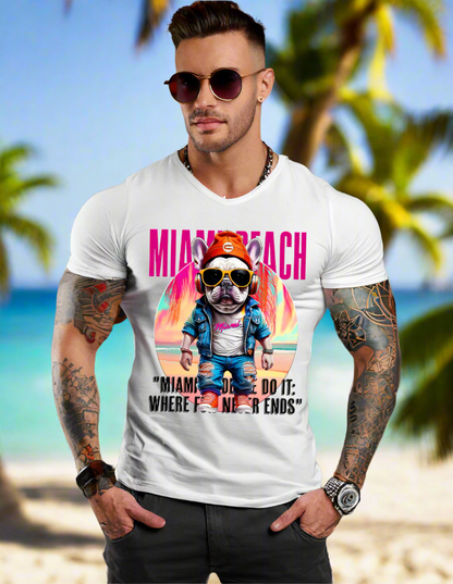 Frenchie Miami Art T-Shirts | GM TradeMark