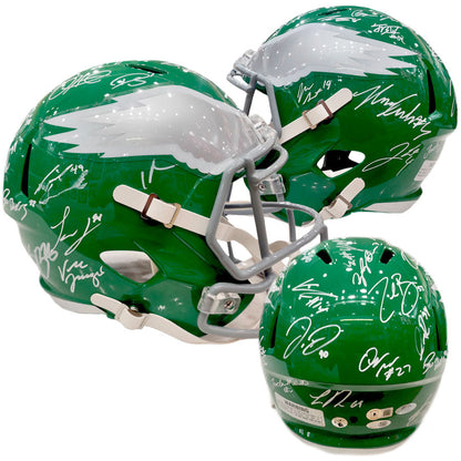 Philadelphia Eagles Team-Signed Kelly Green Alternate Full-Size Helmet - 28 Signatures