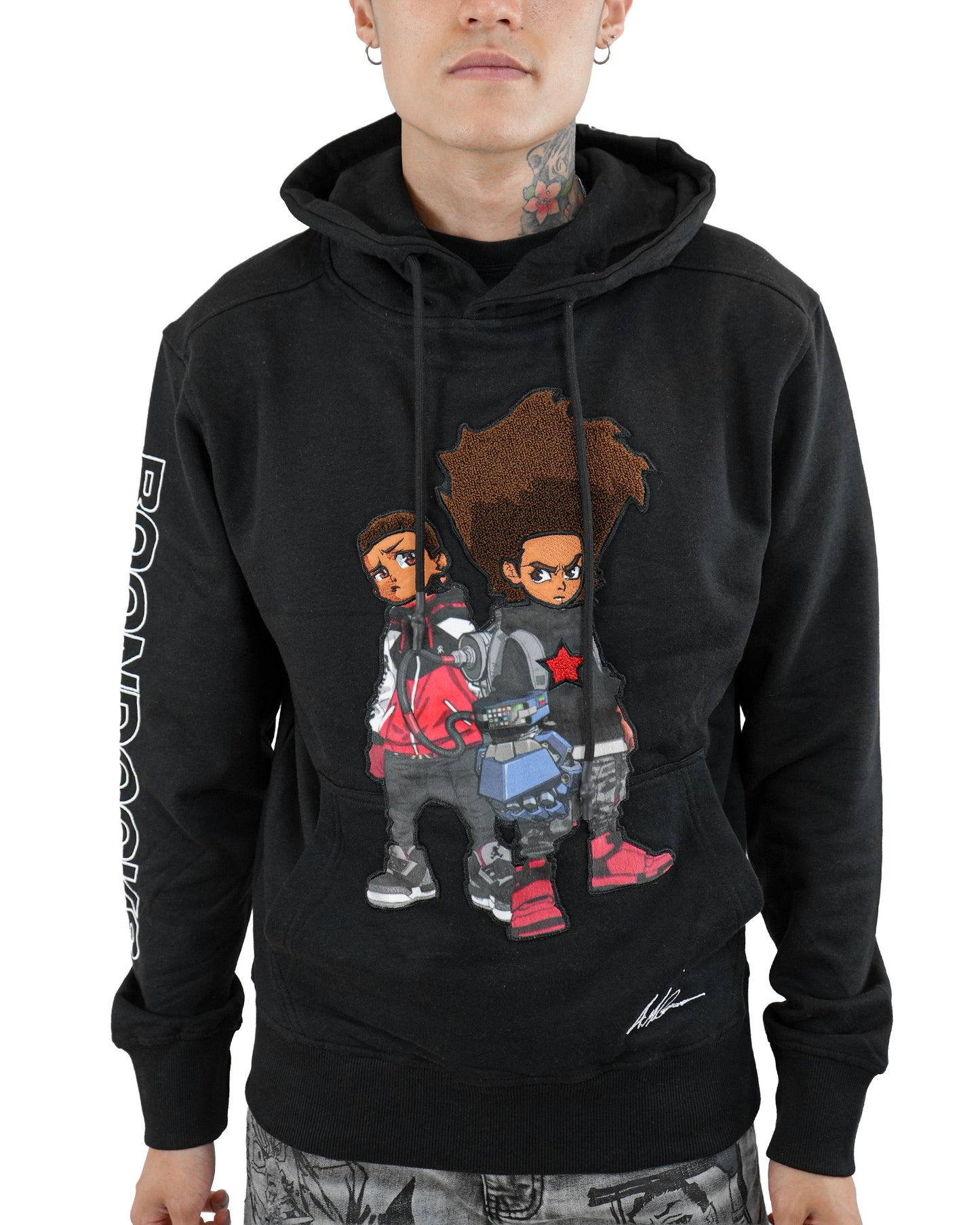 The Boondocks - Future Huey & Riley Black Knit Mens Hoodie