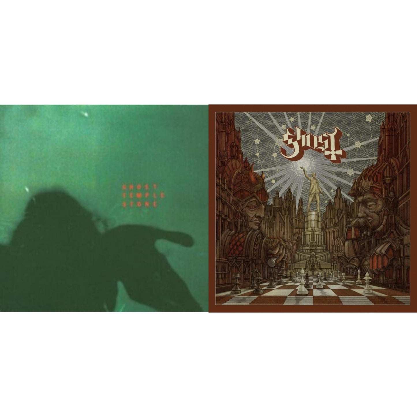Ghost - Temple Stone (Clear Green LP Vinyl) & Popestar (Grey Smoke LP Vinyl)