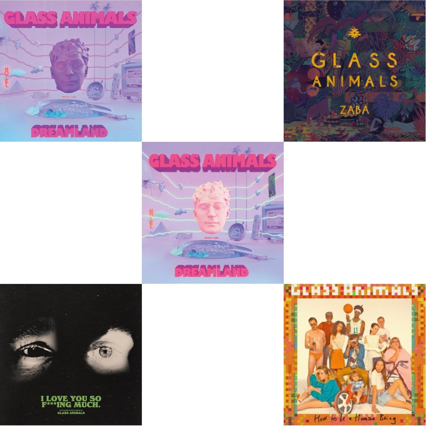 Glass Animals - Dreamland (Glow In The Dark LP Vinyl) & I Love You So F***Ing Much (X) (Black/White Splatter LP Vinyl) & Dreamland & Zaba & How To Be A Human Being