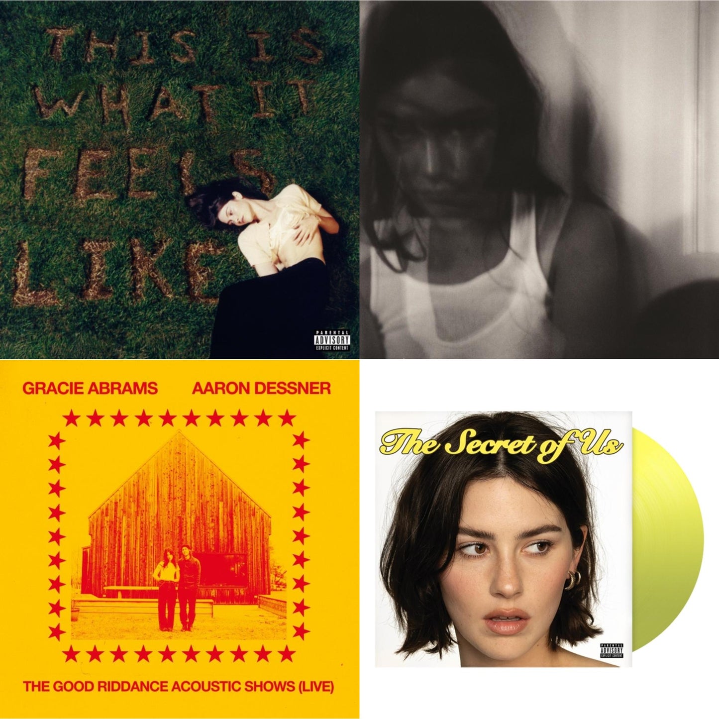 Gracie Abrams - This Is What It Feels Like (X) & Good Riddance (Deluxe/2LP) & Good Riddance Acoustic Shows (Live) (Magenta LP Vinyl) & Secret Of Us (X) (Yellow LP Vinyl)
