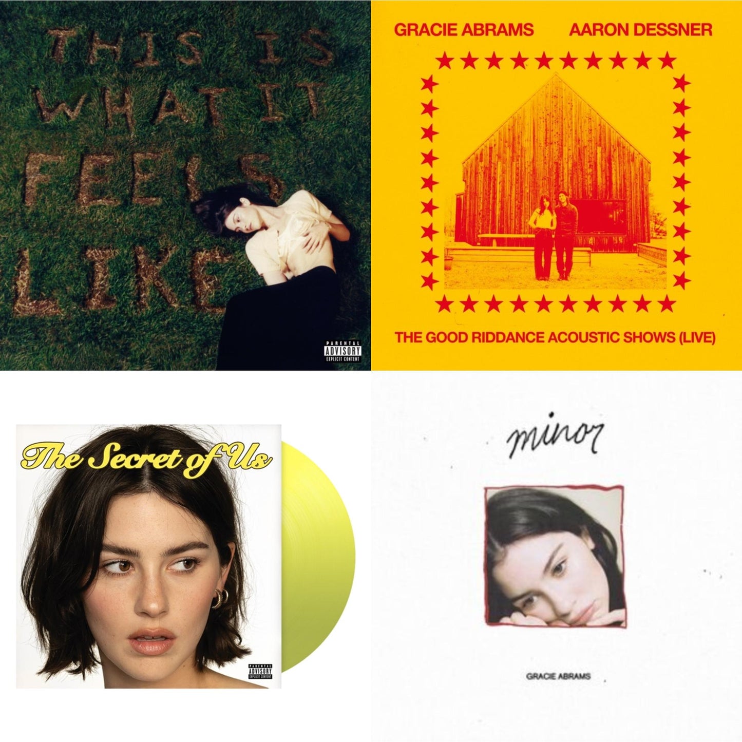Gracie Abrams - This Is What It Feels Like (X) & Good Riddance Acoustic Shows (Live) (Magenta LP Vinyl) & Secret Of Us (X) (Yellow LP Vinyl) & Minor - Ep