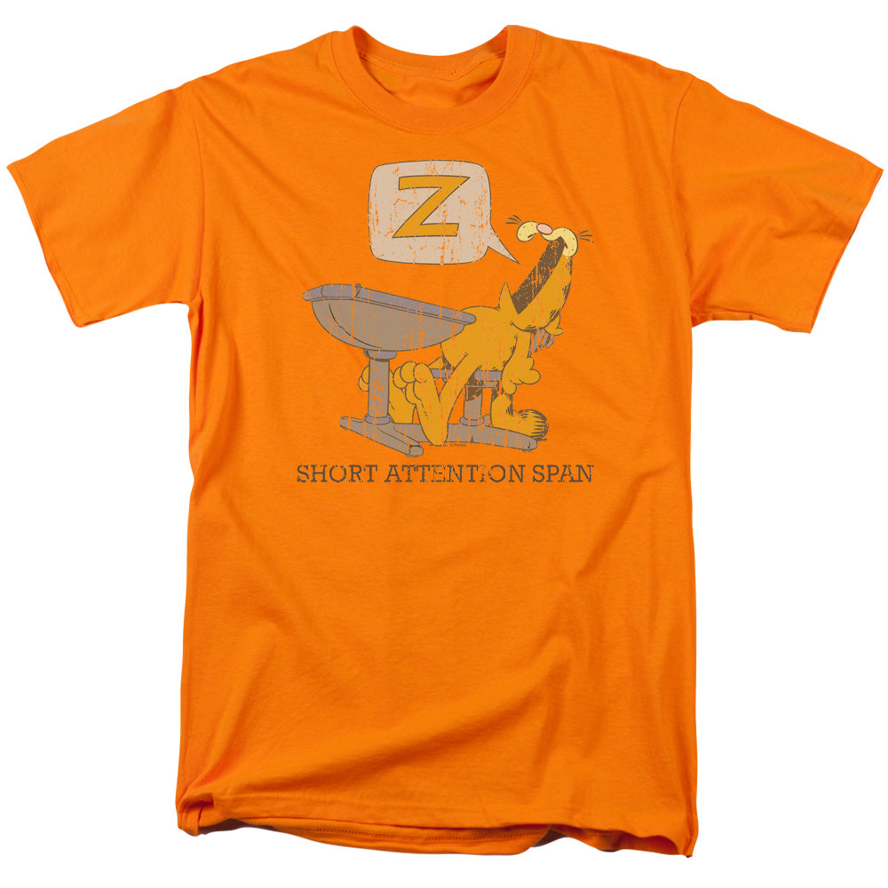 Garfield Attention Span Mens T Shirt Orange