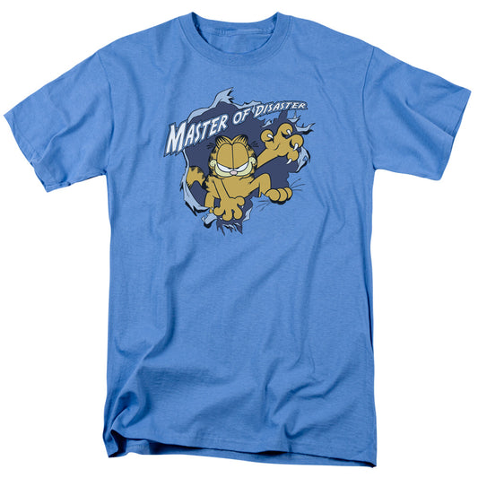 Garfield Master Of Disaster Mens T Shirt Carolina Blue