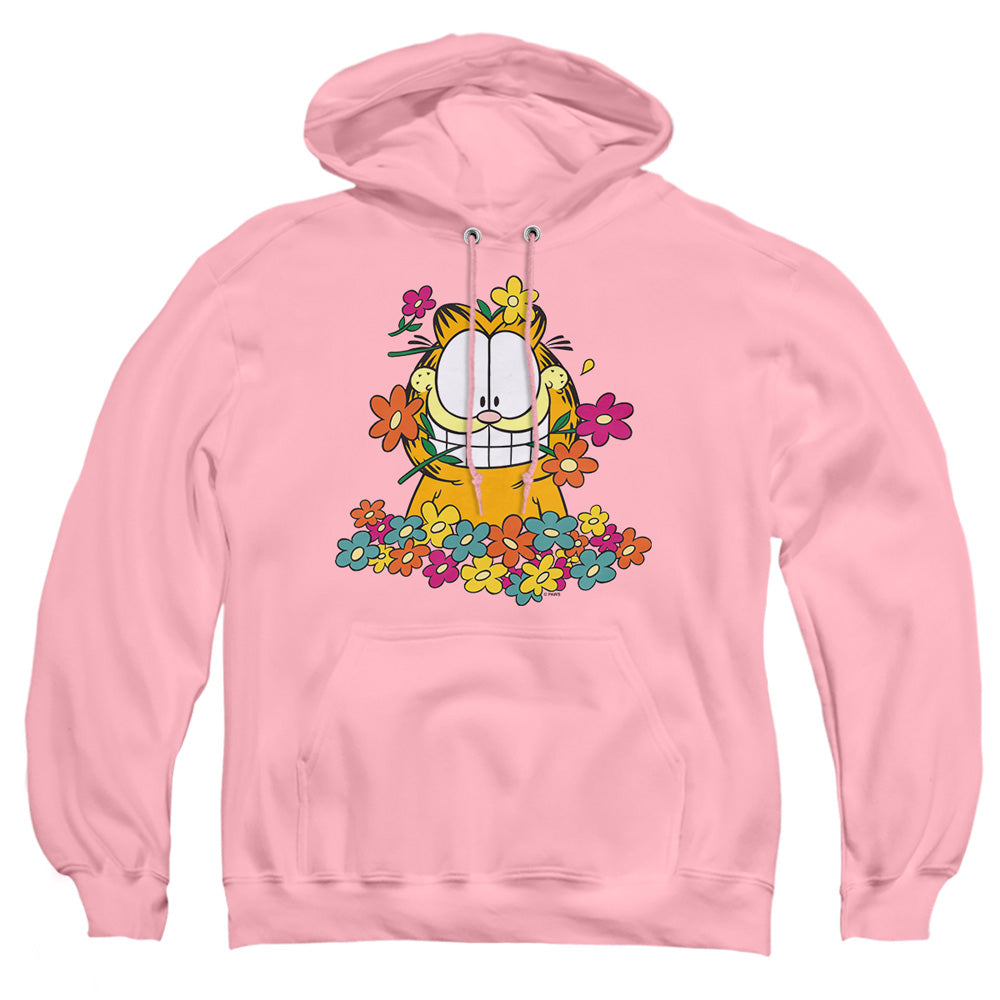 Garfield In The Garden Mens Hoodie Pink