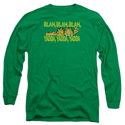 Garfield Blah Blah Blah Mens Long Sleeve Shirt Kelly Green Officially Licensed