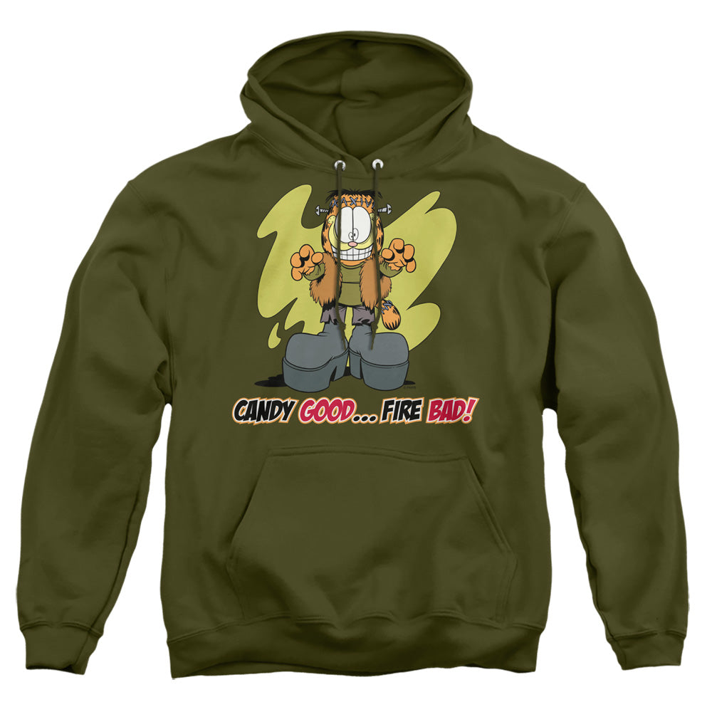 Garfield Candy Good Mens Hoodie Military Green