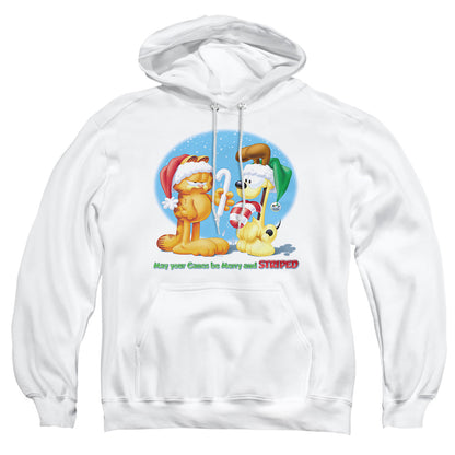Garfield Merry And Striped Mens Hoodie White