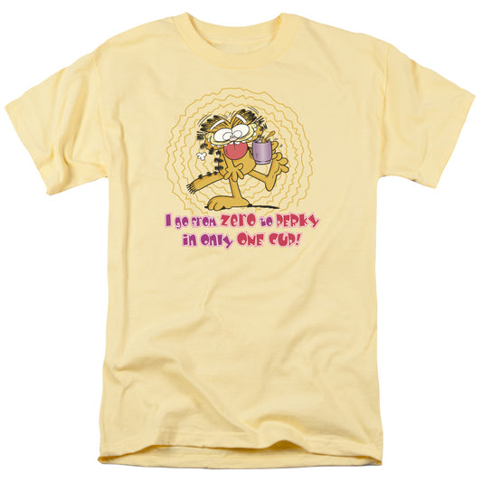 Garfield From Zero To Perky Mens T Shirt Banana