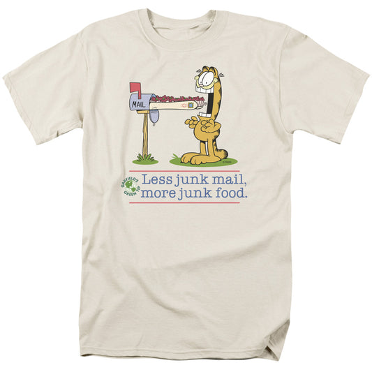 Garfield Less Junk Mail Mens T Shirt Cream
