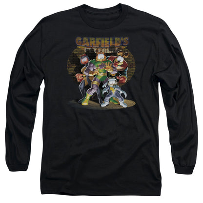 Garfield Spotlight Mens Long Sleeve Shirt Black Officially Licensed