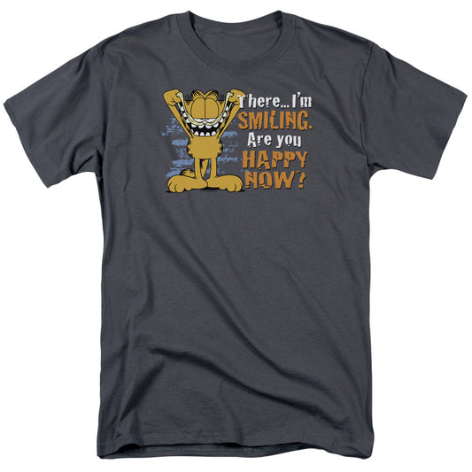 Garfield Smiling Mens T Shirt Charcoal