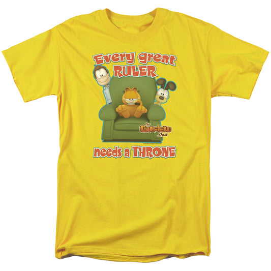 Garfield Throne Mens T Shirt Yellow